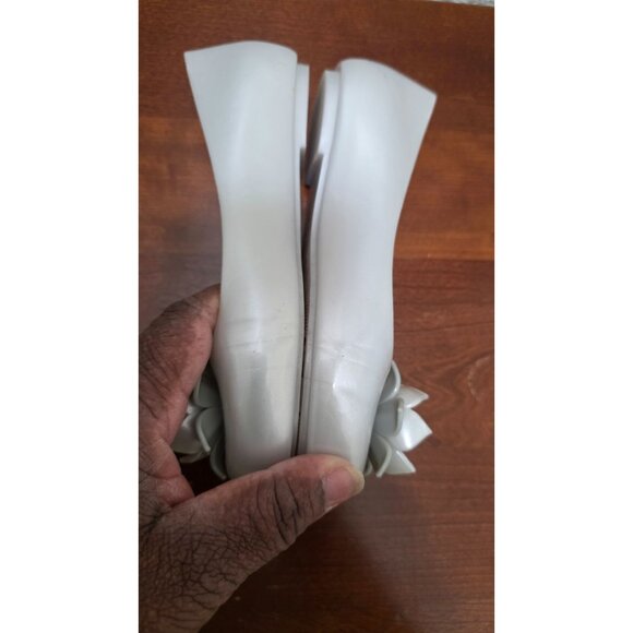 Mini Melissa Disney Princess Tiana Shoes Flower Detail Light Gray Flats Girls Si - Picture 6 of 9